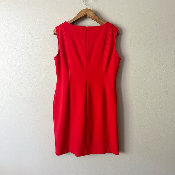 Calvin Klein Sleeveless Sheath Goldtone Red Zipper Dress Women's Plus Size 16 - Picture 7 of 12